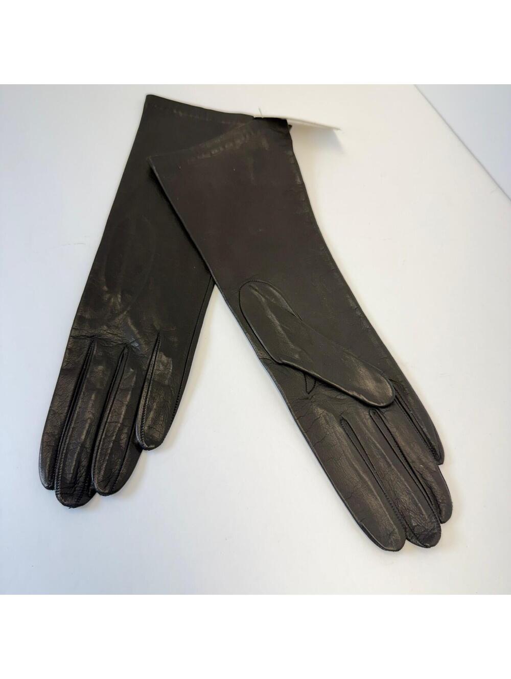 Neiman‎ Marcus Leather Gloves 6 1/2 Black 100% Silk Lining Made in Italy